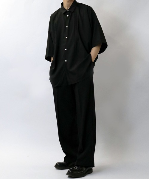 Starting Over(スターティングオーバー)の「pin tuck wide dress shirt/ピンタック ワイド ドレスシャツ/半袖シャツ(シャツ/ブラウス・メンズ・ブラック/ホワイト・M/L/XL)」の20枚目の写真