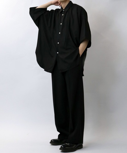 Starting Over(スターティングオーバー)の「pin tuck wide dress shirt/ピンタック ワイド ドレスシャツ/半袖シャツ(シャツ/ブラウス・メンズ・ブラック/ホワイト・M/L/XL)」の21枚目の写真