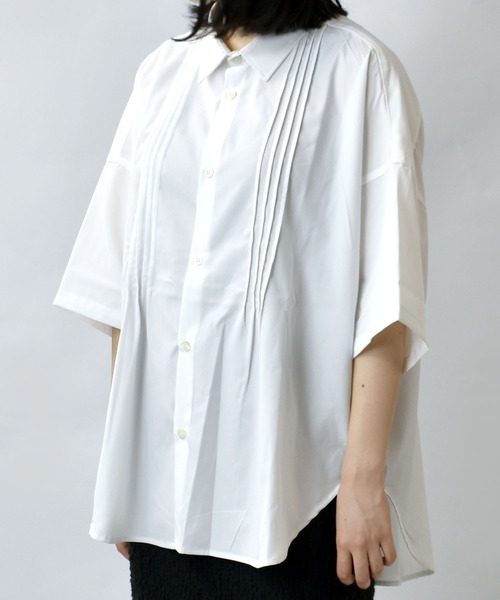 Starting Over(スターティングオーバー)の「pin tuck wide dress shirt/ピンタック ワイド ドレスシャツ/半袖シャツ(シャツ/ブラウス・メンズ・ブラック/ホワイト・M/L/XL)」の22枚目の写真
