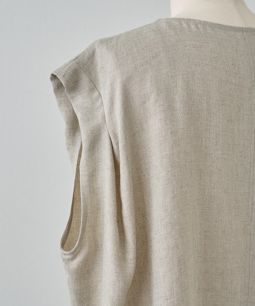 BEARDSLEY（ビアズリー）の「《LIVETART・洗える》麻調合繊フレンチブラウス（シャツ/ブラウス・レディース・ベージュ/グレー・FREE）」の9枚目の写真