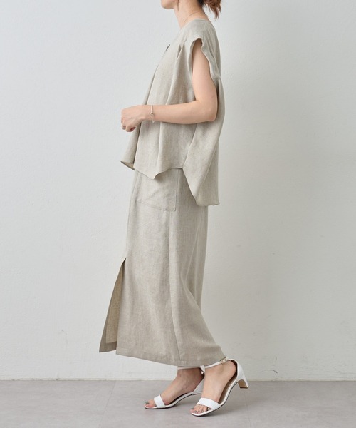 BEARDSLEY（ビアズリー）の「《LIVETART・洗える》麻調合繊フレンチブラウス（シャツ/ブラウス・レディース・ベージュ/グレー・FREE）」の17枚目の写真