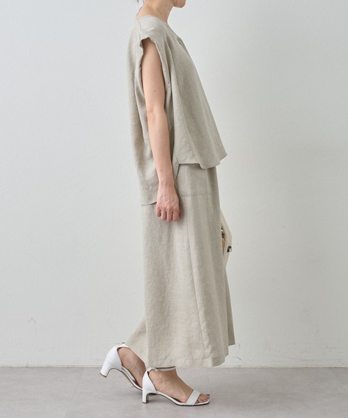 BEARDSLEY（ビアズリー）の「《LIVETART・洗える》麻調合繊フレンチブラウス（シャツ/ブラウス・レディース・ベージュ/グレー・FREE）」の19枚目の写真