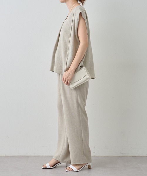 BEARDSLEY（ビアズリー）の「《LIVETART・洗える》麻調合繊フレンチブラウス（シャツ/ブラウス・レディース・ベージュ/グレー・FREE）」の22枚目の写真