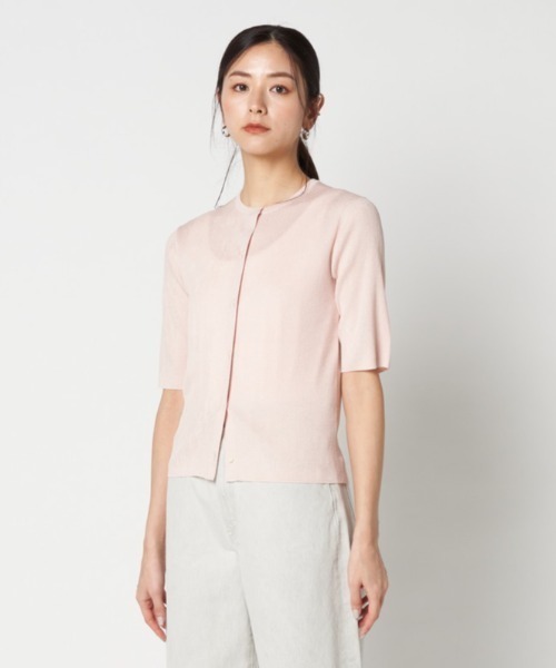 HELIOPOLE(エリオポール)の「HARF SLEEVE RIB CARDIGAN(ニット/セーター・レディース・シルバー/アイボリー/ピンク・38)」の3枚目の写真