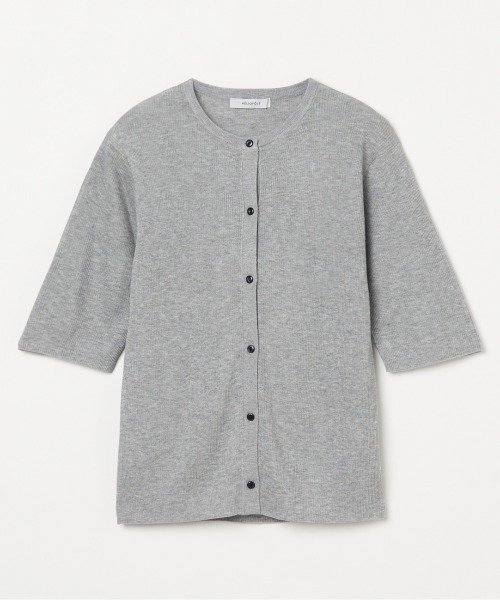 HELIOPOLE(エリオポール)の「HARF SLEEVE RIB CARDIGAN(ニット/セーター・レディース・シルバー/アイボリー/ピンク・38)」の2枚目の写真