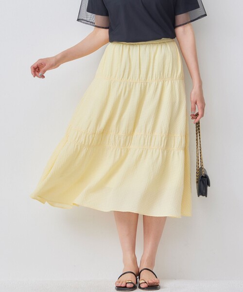 【セール】【WEB限定】ステッチストライプドビー ギャザースカート（スカート）｜組曲（クミキョク）