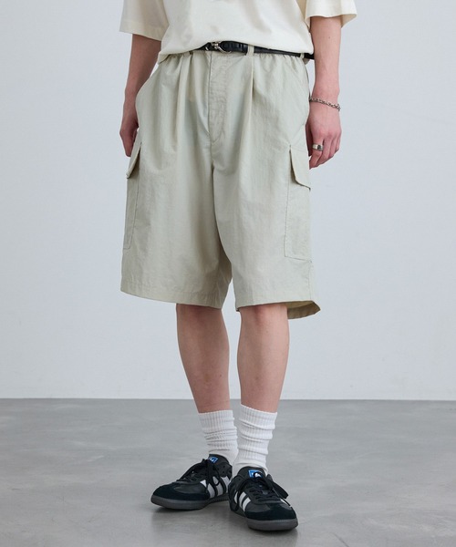 re_k by JUNRED（レクバイジュンレッド）の「re_k by JUNRED / オーバーワイドナイロンカーゴショーツ（カーゴパンツ・メンズ・チャコールグレー/カーキ/ライトグレー・L/M/S）」の3枚目の写真