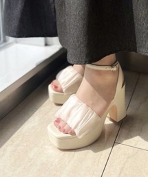 【REZOY】シフォンギャザー厚底サンダル