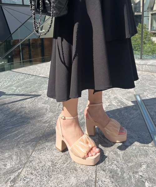 R&E（アールアンドイー）の「【REZOY】シフォンギャザー厚底サンダル（サンダル・レディース・ライトブルーグレー/アイボリー/ピンク/ブラック・S/M/L）」の18枚目の写真