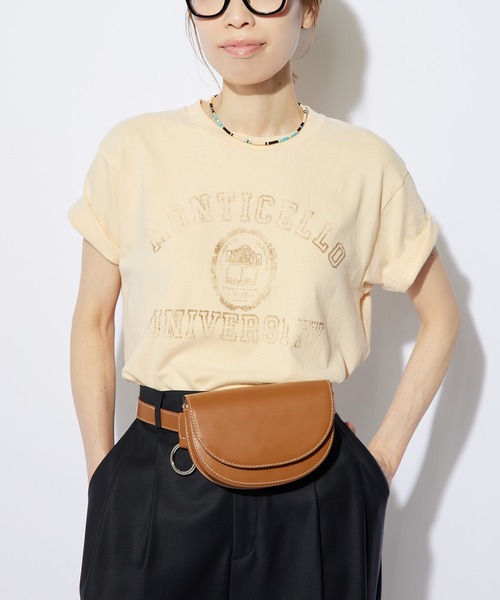 Whim Gazette(ウィムガゼット)の「カスレプリントロゴTシャツ(Tシャツ/カットソー・レディース・ベージュ/インディゴブルー/オフホワイト・FREE)」の3枚目の写真
