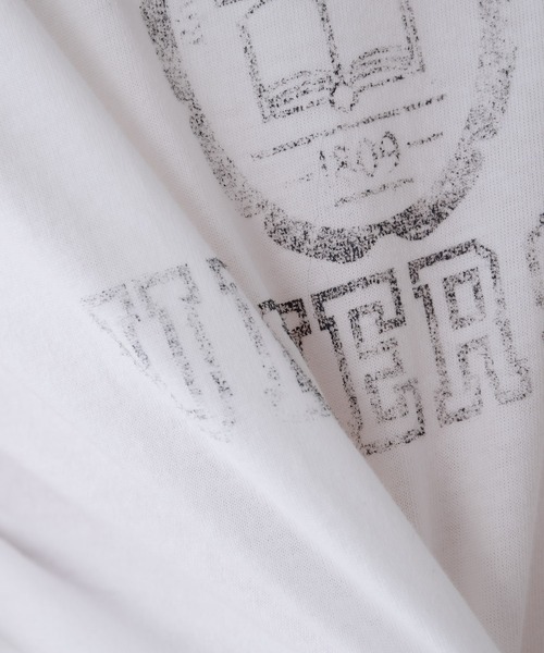 Whim Gazette(ウィムガゼット)の「カスレプリントロゴTシャツ(Tシャツ/カットソー・レディース・ベージュ/インディゴブルー/オフホワイト・FREE)」の6枚目の写真