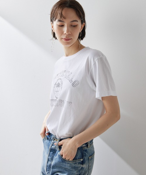 Whim Gazette(ウィムガゼット)の「カスレプリントロゴTシャツ(Tシャツ/カットソー・レディース・ベージュ/インディゴブルー/オフホワイト・FREE)」の14枚目の写真