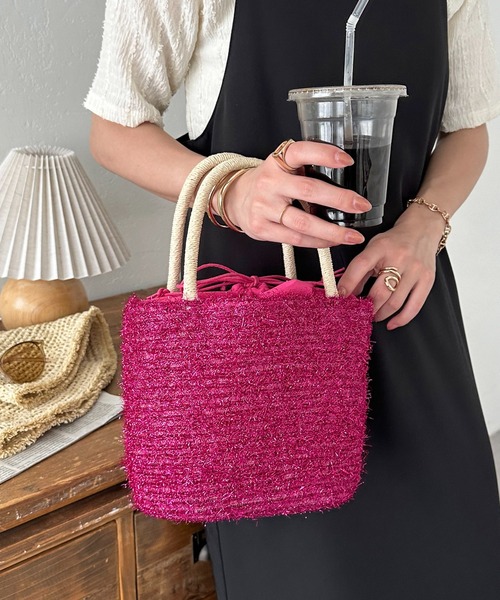 DISCOAT（ディスコート）の「メタリックカゴバッグ（かごバッグ・レディース・ピンク/シルバー/グリーン/ブラック・FREE）」の3枚目の写真