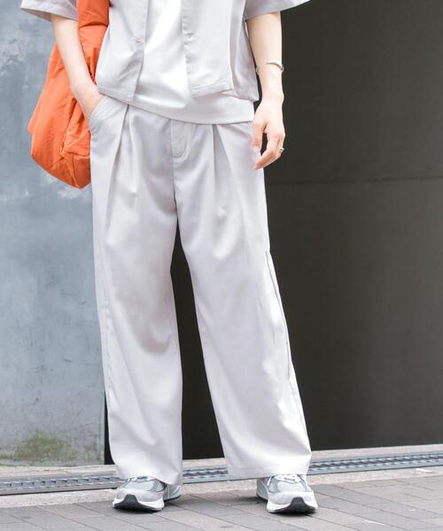 セール】『イージーケア/セットアップ対応』リネンライクタックワイド