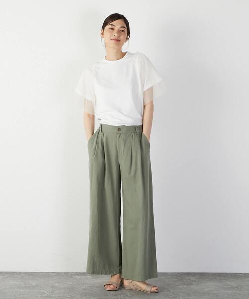 MELROSE claire(メルローズ クレール)の「チュールスリーブプルオーバー(Tシャツ/カットソー・レディース・オフホワイト/ライトグレー/チャコールグレー・FREE)」の4枚目の写真