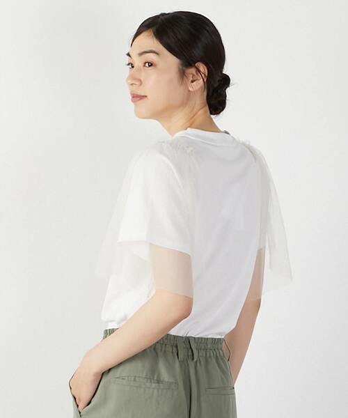 MELROSE claire(メルローズ クレール)の「チュールスリーブプルオーバー(Tシャツ/カットソー・レディース・オフホワイト/ライトグレー/チャコールグレー・FREE)」の7枚目の写真