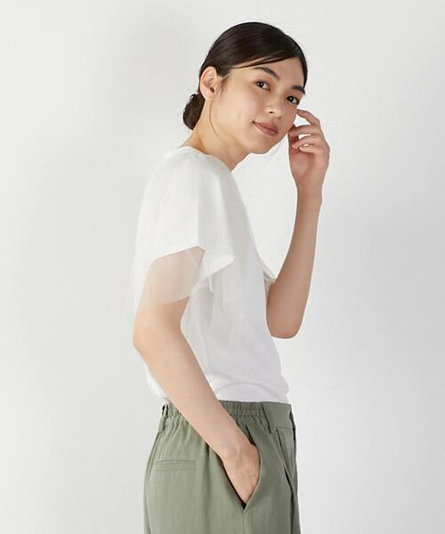 MELROSE claire(メルローズ クレール)の「チュールスリーブプルオーバー(Tシャツ/カットソー・レディース・オフホワイト/ライトグレー/チャコールグレー・FREE)」の9枚目の写真