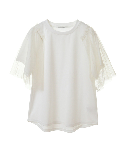 MELROSE claire(メルローズ クレール)の「チュールスリーブプルオーバー(Tシャツ/カットソー・レディース・オフホワイト/ライトグレー/チャコールグレー・FREE)」の11枚目の写真