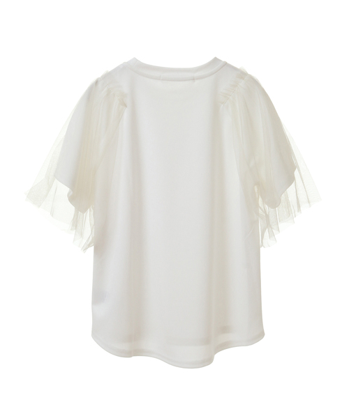 MELROSE claire(メルローズ クレール)の「チュールスリーブプルオーバー(Tシャツ/カットソー・レディース・オフホワイト/ライトグレー/チャコールグレー・FREE)」の12枚目の写真