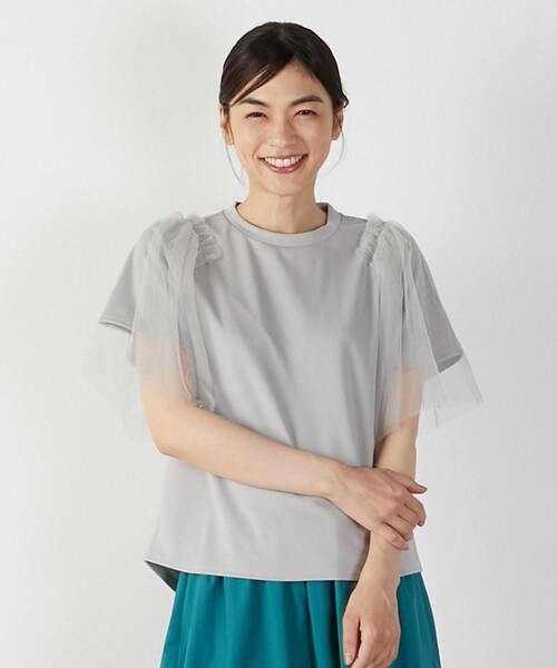 MELROSE claire(メルローズ クレール)の「チュールスリーブプルオーバー(Tシャツ/カットソー・レディース・オフホワイト/ライトグレー/チャコールグレー・FREE)」の18枚目の写真