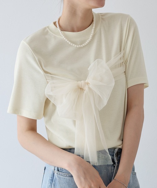 チュールビッグリボンTシャツ（Tシャツ/カットソー）｜BLUEEAST 