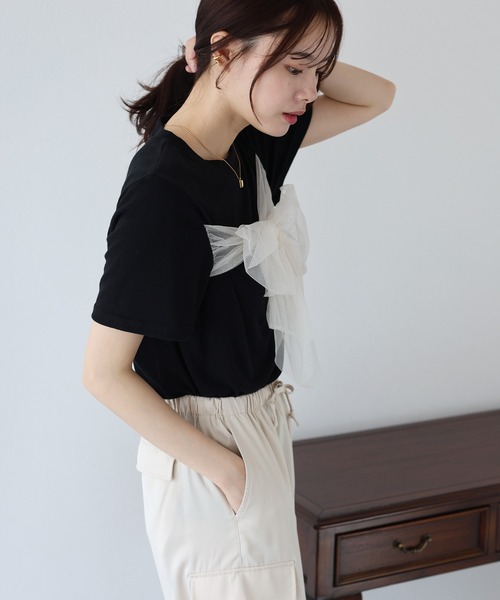 チュールビッグリボンTシャツ（Tシャツ/カットソー）｜BLUEEAST 