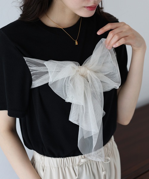 チュールビッグリボンTシャツ（Tシャツ/カットソー）｜BLUEEAST 