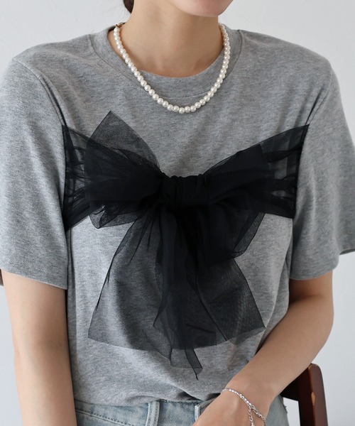 チュールビッグリボンTシャツ（Tシャツ/カットソー）｜BLUEEAST 
