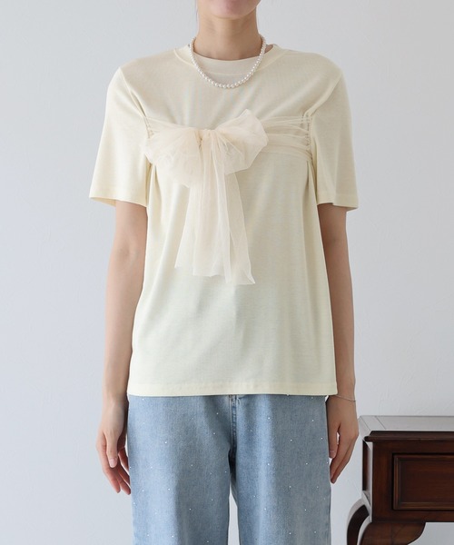 チュールビッグリボンTシャツ（Tシャツ/カットソー）｜BLUEEAST 