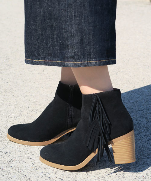 mio notis（ミオノティス）の「フリンジヒールブーツ（ブーツ・レディース・ベージュ/ブラック・37/38/39/36）」の2枚目の写真