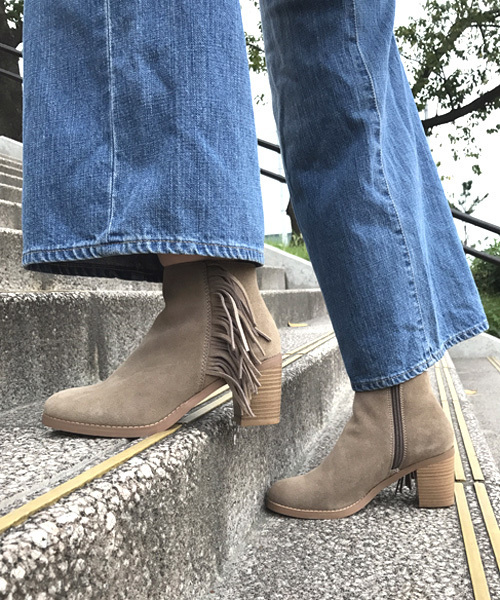 mio notis（ミオノティス）の「フリンジヒールブーツ（ブーツ・レディース・ベージュ/ブラック・37/38/39/36）」の15枚目の写真