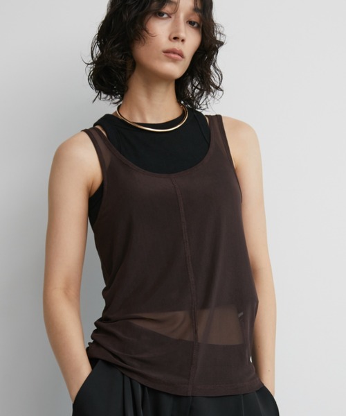 Aunt Marie's（アントマリーズ）の「2WAYチュールシアータンク（タンクトップ・レディース・ブラック/ライトブルー/ホワイト/ブラウン・FREE）」の4枚目の写真