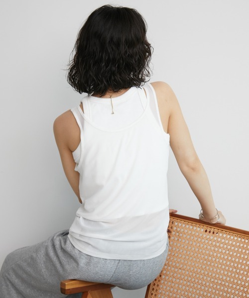 Aunt Marie's（アントマリーズ）の「2WAYチュールシアータンク（タンクトップ・レディース・ブラック/ライトブルー/ホワイト/ブラウン・FREE）」の2枚目の写真