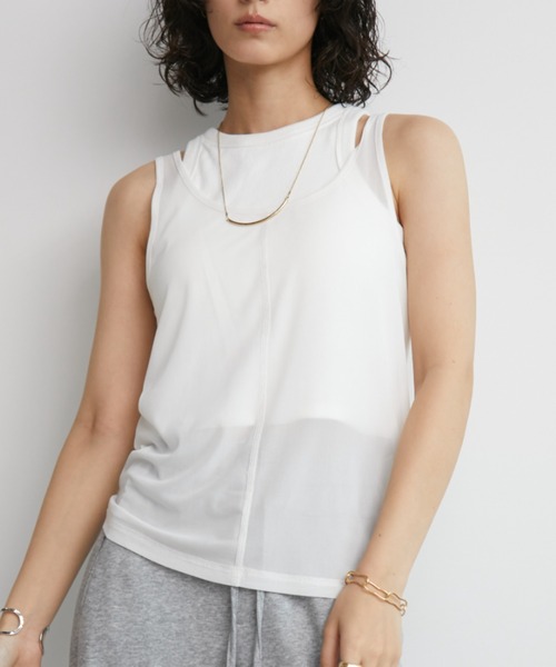 Aunt Marie's（アントマリーズ）の「2WAYチュールシアータンク（タンクトップ・レディース・ブラック/ライトブルー/ホワイト/ブラウン・FREE）」の5枚目の写真