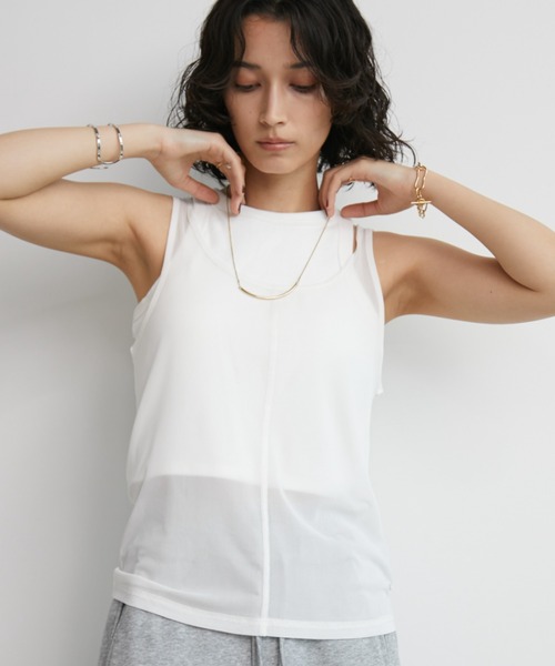 Aunt Marie's（アントマリーズ）の「2WAYチュールシアータンク（タンクトップ・レディース・ブラック/ライトブルー/ホワイト/ブラウン・FREE）」の6枚目の写真