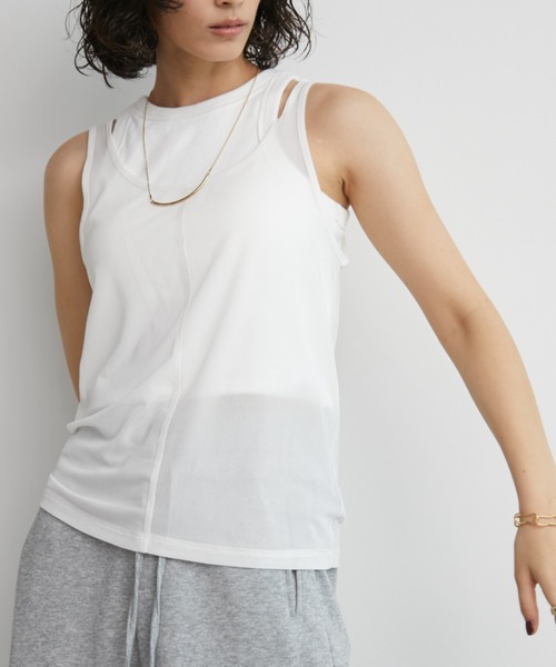 Aunt Marie's（アントマリーズ）の「2WAYチュールシアータンク（タンクトップ・レディース・ブラック/ライトブルー/ホワイト/ブラウン・FREE）」の7枚目の写真