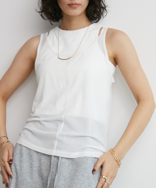 Aunt Marie's（アントマリーズ）の「2WAYチュールシアータンク（タンクトップ・レディース・ブラック/ライトブルー/ホワイト/ブラウン・FREE）」の8枚目の写真