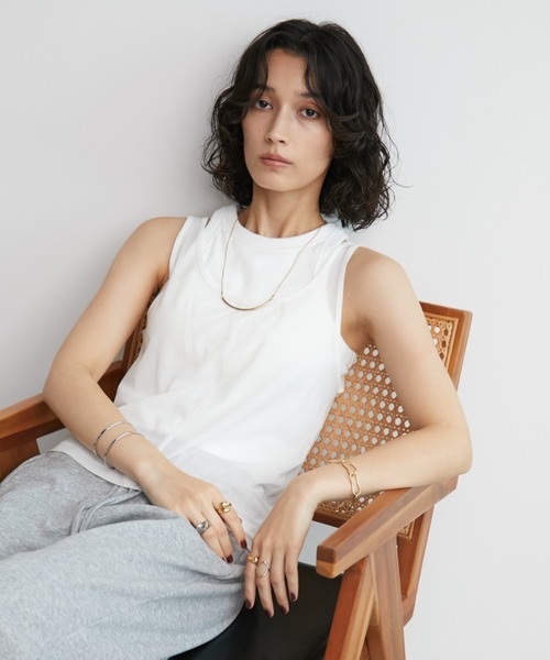 Aunt Marie's（アントマリーズ）の「2WAYチュールシアータンク（タンクトップ・レディース・ブラック/ライトブルー/ホワイト/ブラウン・FREE）」の9枚目の写真