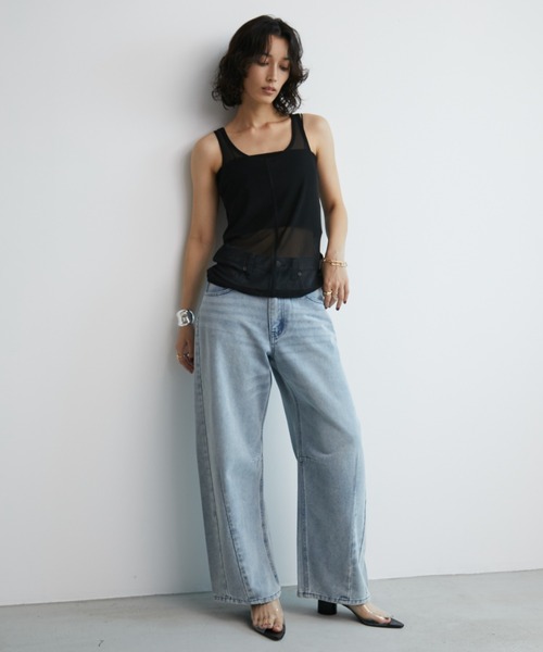 Aunt Marie's（アントマリーズ）の「2WAYチュールシアータンク（タンクトップ・レディース・ブラック/ライトブルー/ホワイト/ブラウン・FREE）」の21枚目の写真