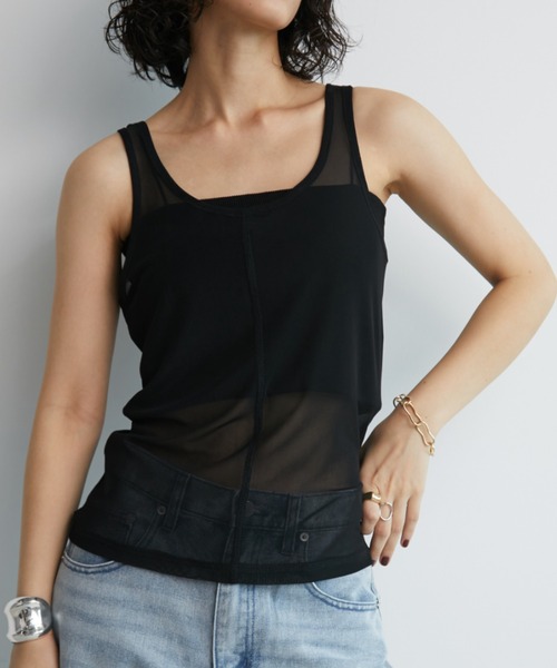 Aunt Marie's（アントマリーズ）の「2WAYチュールシアータンク（タンクトップ・レディース・ブラック/ライトブルー/ホワイト/ブラウン・FREE）」の15枚目の写真