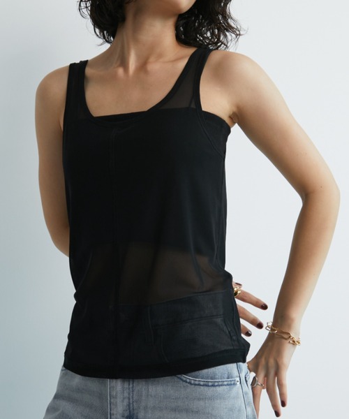 Aunt Marie's（アントマリーズ）の「2WAYチュールシアータンク（タンクトップ・レディース・ブラック/ライトブルー/ホワイト/ブラウン・FREE）」の18枚目の写真