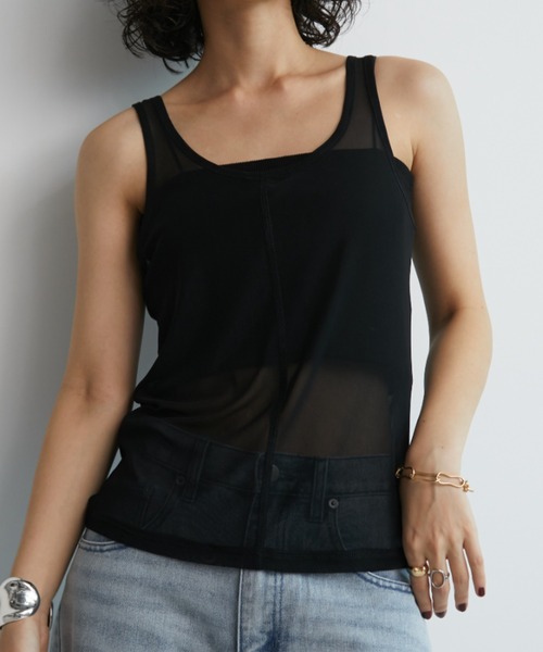 Aunt Marie's（アントマリーズ）の「2WAYチュールシアータンク（タンクトップ・レディース・ブラック/ライトブルー/ホワイト/ブラウン・FREE）」の19枚目の写真