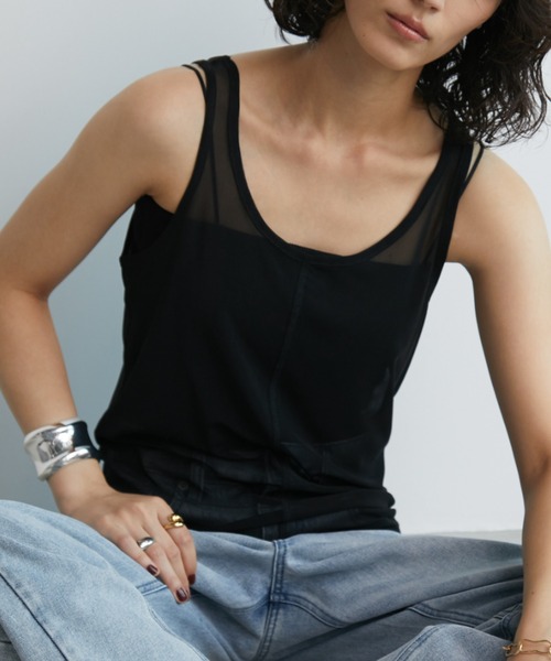 Aunt Marie's（アントマリーズ）の「2WAYチュールシアータンク（タンクトップ・レディース・ブラック/ライトブルー/ホワイト/ブラウン・FREE）」の20枚目の写真