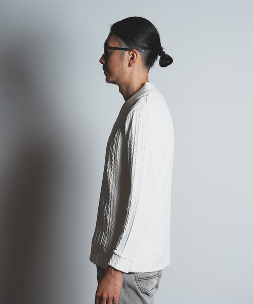 ふくれケーブルジャガードビッグVネックスウェット【セットアップ対応】（スウェット）｜RATTLE TRAP（ラトルトラップ）