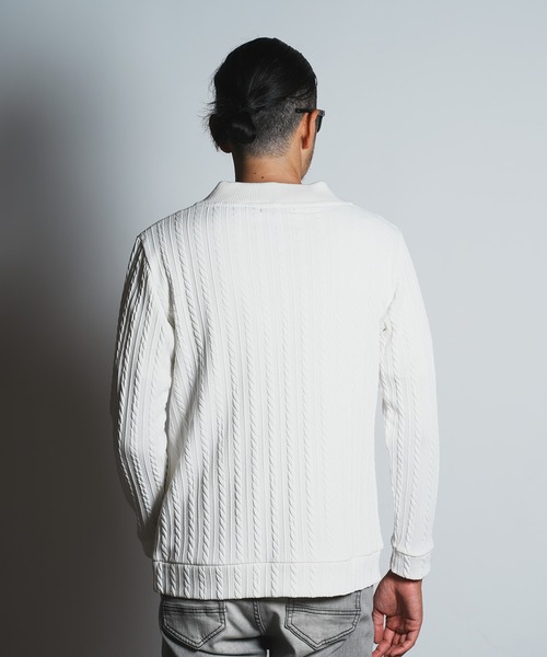 ふくれケーブルジャガードビッグVネックスウェット【セットアップ対応】（スウェット）｜RATTLE TRAP（ラトルトラップ）