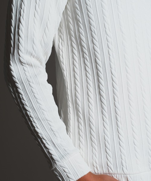 ふくれケーブルジャガードビッグVネックスウェット【セットアップ対応】（スウェット）｜RATTLE TRAP（ラトルトラップ）