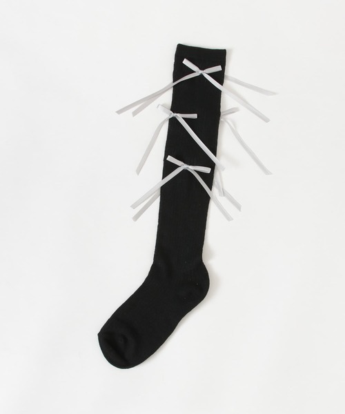 SMELLY（スメリー）の「リボンハイソックス（ソックス/靴下・レディース・ブラック/ホワイト・22/25（85-100））」の18枚目の写真