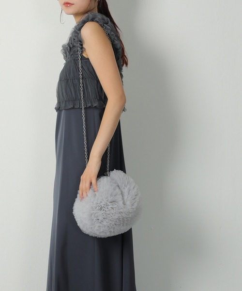 Kana(カナ)の「チュール ラウンド チェーン ショルダー パーティーバッグ 結婚式 お呼ばれ オケージョン デイリー(ハンドバッグ・レディース・グレー/ブラック/グリーン・フリー)」の10枚目の写真
