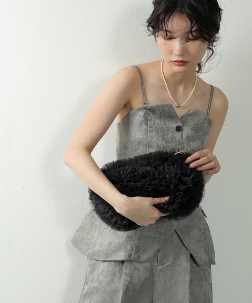 Kana(カナ)の「チュール ラウンド チェーン ショルダー パーティーバッグ 結婚式 お呼ばれ オケージョン デイリー(ハンドバッグ・レディース・グレー/ブラック/グリーン・フリー)」の13枚目の写真