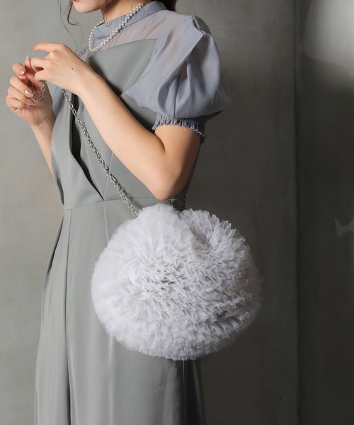 Kana(カナ)の「チュール ラウンド チェーン ショルダー パーティーバッグ 結婚式 お呼ばれ オケージョン デイリー(ハンドバッグ・レディース・グレー/ブラック/グリーン・フリー)」の18枚目の写真